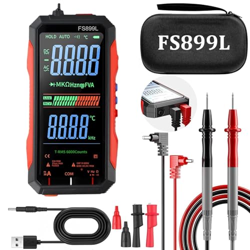 Digital Multimeter, FS899L Multimeter, USB Rechargeable Digital Multimeter – 6000 Counts,...