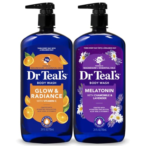 Dr Teal's Body Wash with Pure Epsom Salt, Daytime/Nighttime with Vitamin C & Sleep Blend, 24 fl oz (Pack of 2) - image 1