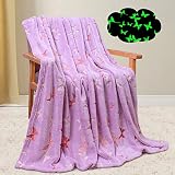 WISH TREE Glow in The Dark Blanket for Girls Butterfly Kids' Throw Blankets for Toddler Girls, Child