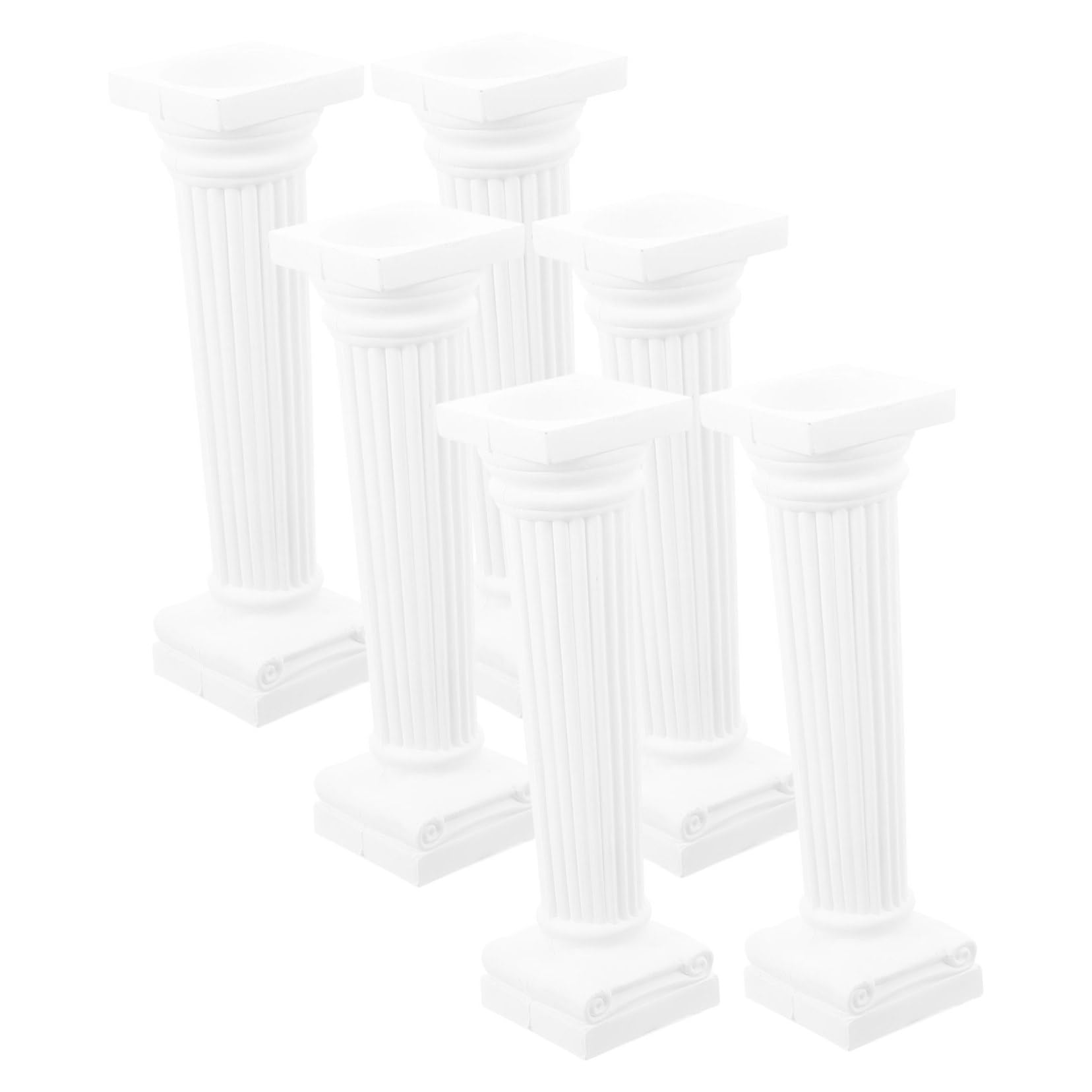 BESPORTBLE 6pcs Roman Column Model Greek Column Statue Roman Column Pillar Columns and Pillars Roman Pillar Statue Decor Crafts Roman Pillars for Doll House Indoor White Column Base Plastic