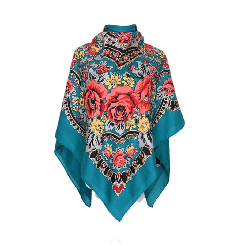 Russian Babushka Women's Scarf Shawl Wrap Oversized Traditional Retro Ukraine Style Square Scarfs（47inx47in)