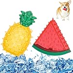 Pawaboo Pet Teether Jouets de chew, Jouet de Dentition Freezable pour chiots, pastèque et ananas Jouets interactifs de gel en été, outils d'entraînement surgelés pour chiens pour chiens petits et moyens