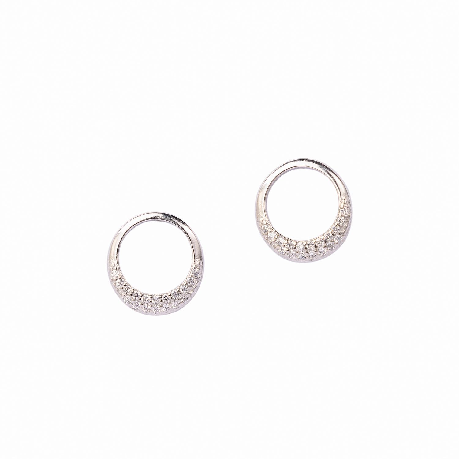 Dellis925 Silver Zircon Oval Stud for Women and Girls (Silver)