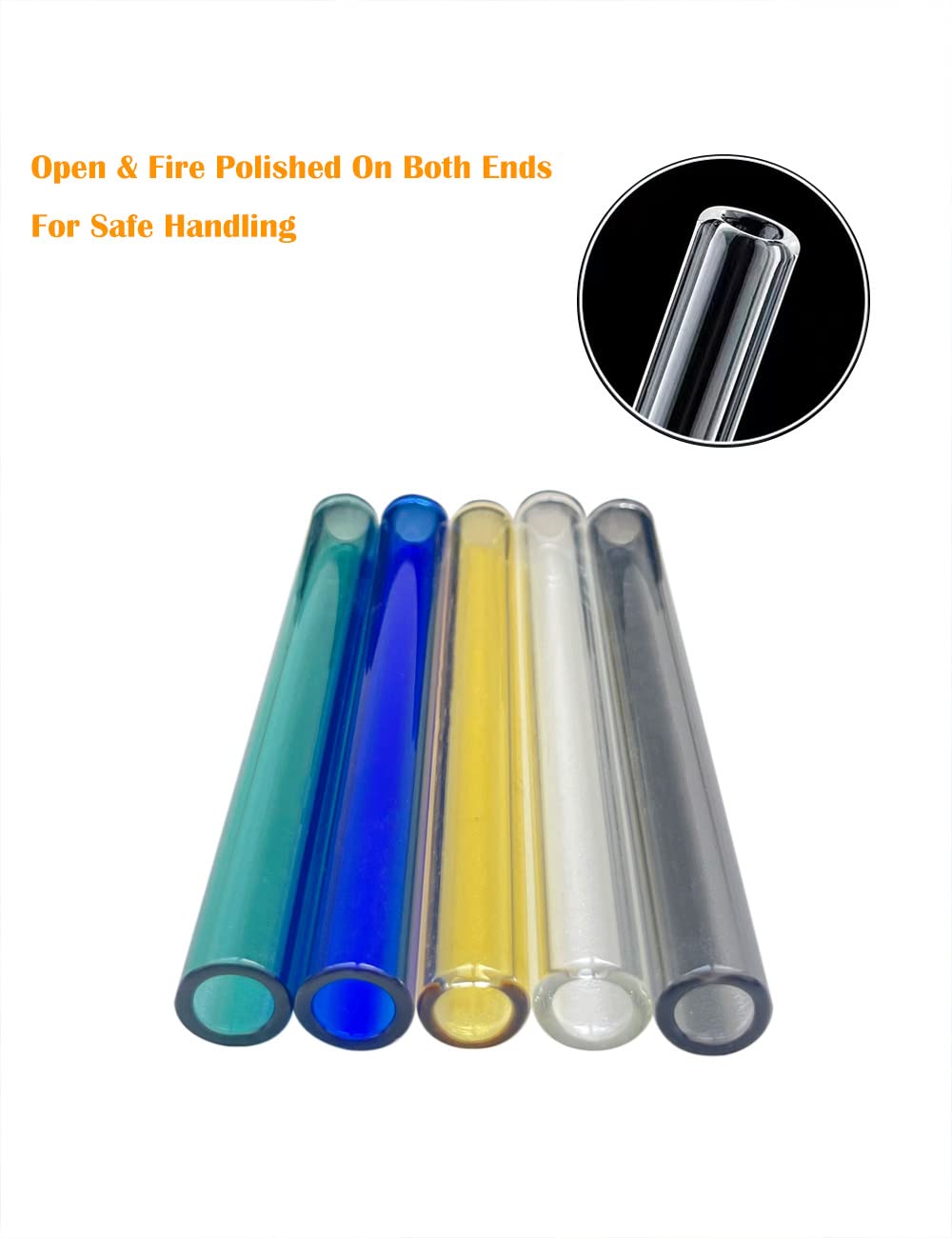 Borosilikatglas-Röhrchen 12 Mm – 12 Stück In 5 Farben + Reinigungsbürste, Für DIY & Handwerk