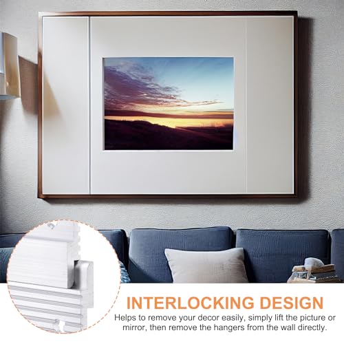 Image of uxcell French Cleat Picture Hanger 18 Inch, 2 Pairs Aluminum Z Clip Supports 90lbs, Interlocking Wall Mounting Bracket, to Hang Mirrors, Panels, Shelves, Headboards, Art Frames