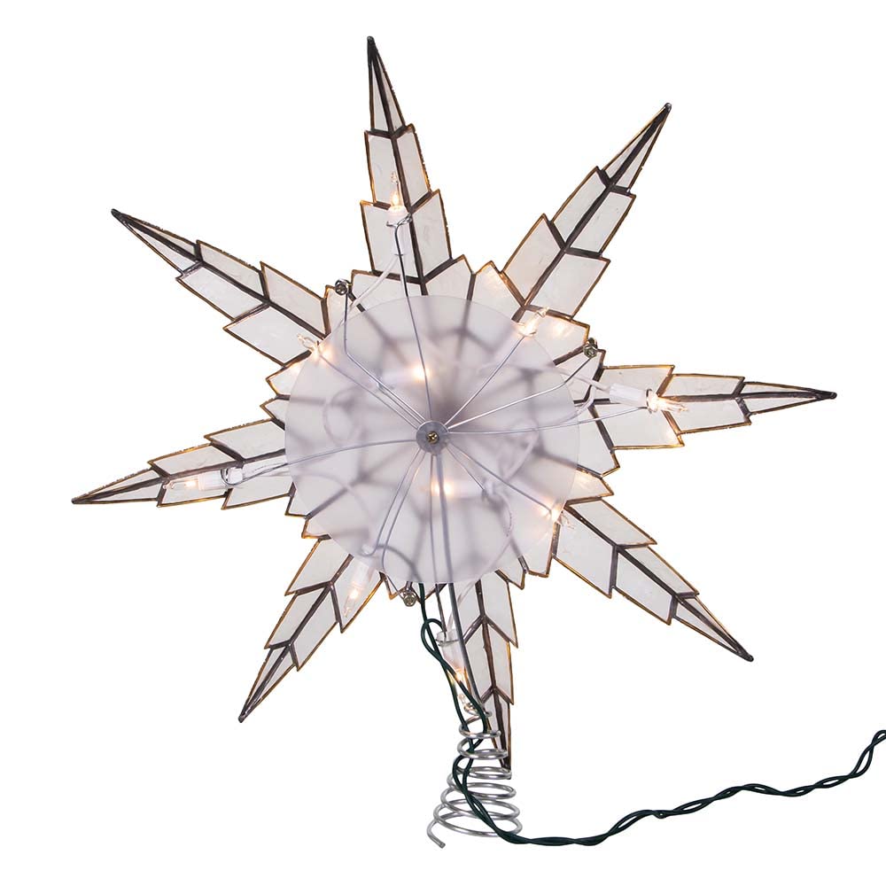 Kurt S. Adler 8 Spitzen, Capiz, silberfarbene Sterne, 38,1 cm Baumspitze, Silber, 15-Inch
