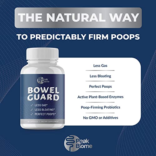 Peak Biome: Bowel Guard - Plant-Based Active Digestive Enzyme Supplements With Probiotics - Probiotic Digestion Aid - For Bloating And Gas - 30-Day Supply - Paleo - Keto - 60 Ct #TOP3