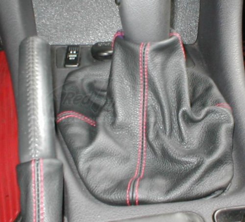 RedlineGoods Shift Boot - Automatic Compatible with Mitsubishi GTO/3000GT 1990-00. Tailor Made - not Universal. Genuine top-Grade Italian Black Suede (Alcantara) with Silver Thread