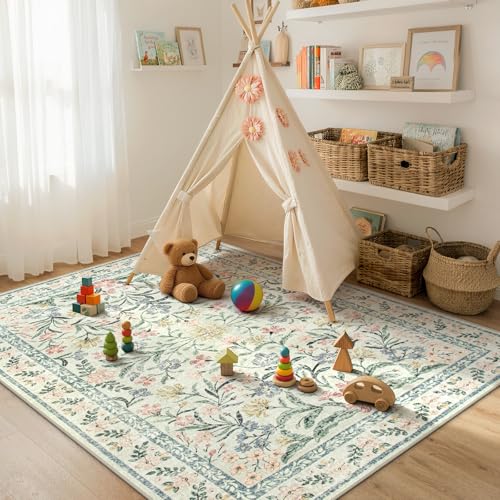 Tapete decorativo floral beige 5x7 pulgadas miniatura 3