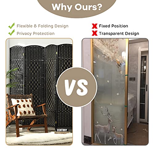 Giantex 6 Panel 6 Ft Tall Room Divider, Freestanding Wood Partition Room Divider Panel With Hand-Made Woven Paper Fiber, Room Dividers And Folding Privacy Screens For Bedroom, Small Space, Black #TOP4