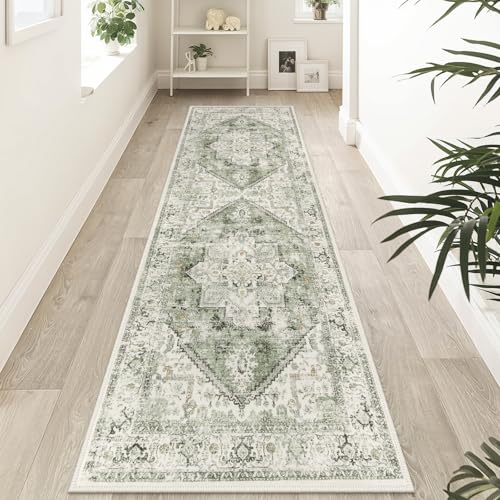 LIVEBOX Sage Green Runner Rug Non-Slip 2.5x8 - Oriental Bedroom