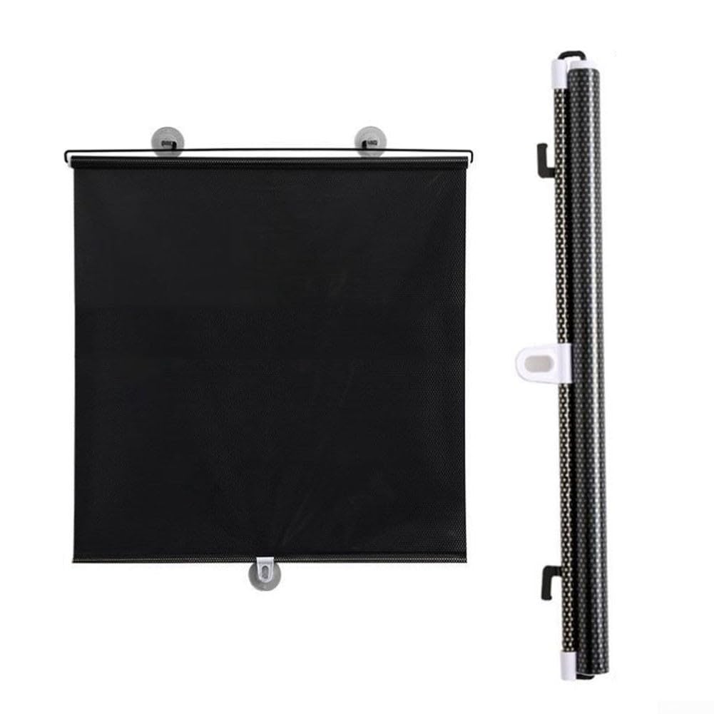 YJDOORPLAY Retractable Sunshade Roller Blinds for Window Office Privacy Non Drilling Suction Cup Installation Black Grey Blackout Curtains 125x45cm(1)