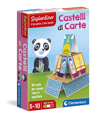 Clementoni 16241, Sapientino, Castelli di Carte, Educational Game 6 Years with Illustrated Tiles, Children's Playing Cards to Create Balanced Castles, Made in Italy