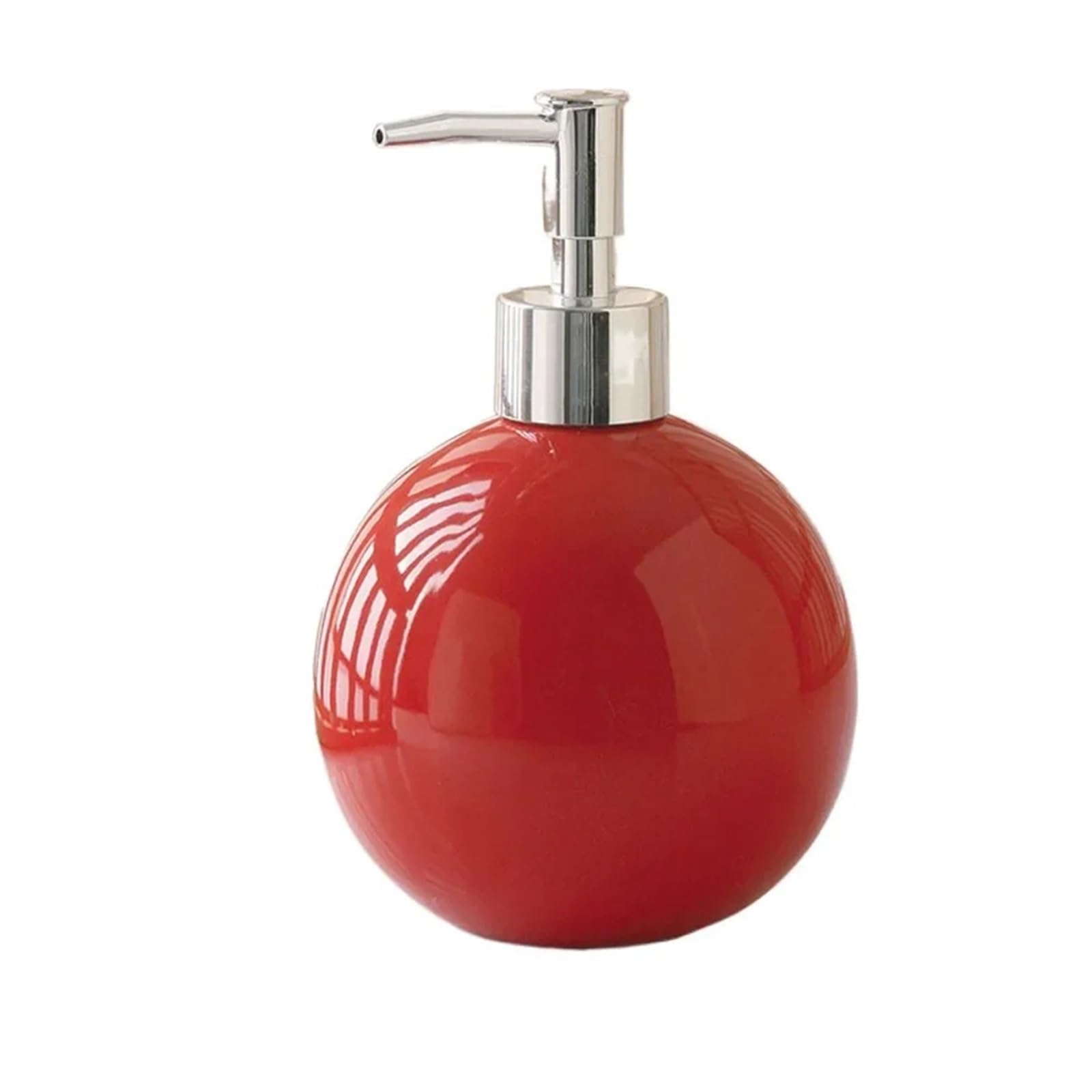Ceramic Soap Dispenser Portable Ceramic Hand Soap Bottle Refillable Reusable Sanitizer Dispenser Round Leakproof Liquid Container Bathroom(Red)