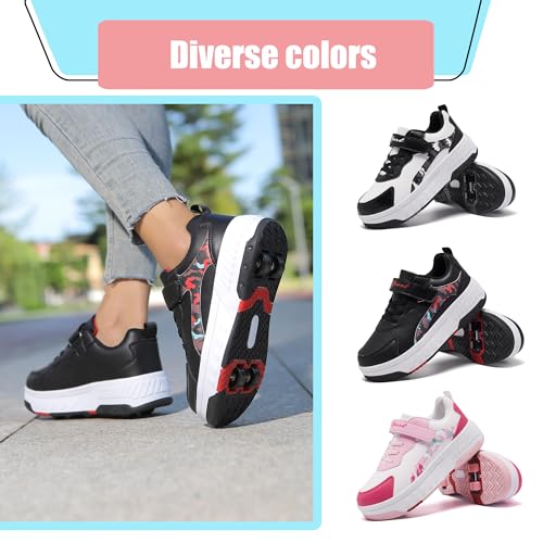 YINGCSM Kinder Schuhe mit Rollen | Abnehmbare 4-Rollen-Skateschuhe für Jungen & Mädchen | Komfortable Outdoor Sportschuhe