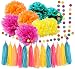 Moana Color Party Supplies Moana Theme Birthday Decorations/ Teal Orange Yellow Fuchsia Tissue Paper Pom Pom Tassel Garland Tropical Party Decorations/Hawaiiian Luau Party Supplies