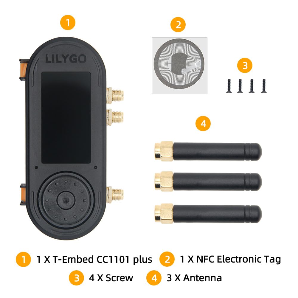 LILYGO T-Embed CC1101 Plus ESP32-S3 Mikrofon TTGO Płyta rozwojowa 1,9-calowy ekran LCD TFT IPS ST7789V antena zewnętrzna czarny