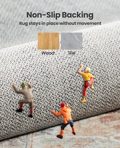 AMADA HOMEFURNISHING 5x7 Area Rugs, Washable Living Room Rug Low-Profile with Non-Slip Backing & Durable Edge Binding, Vintage 5x7 Rugs for Living Room, Bedroom, Dinning Room