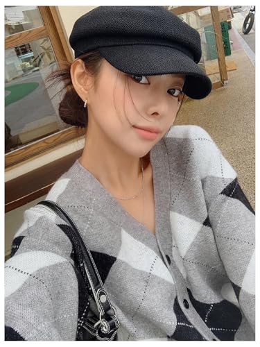 SHENHE Women's Argyle Sweater Button Down V Neck Plaid Cardigan Sweater Outerwear3