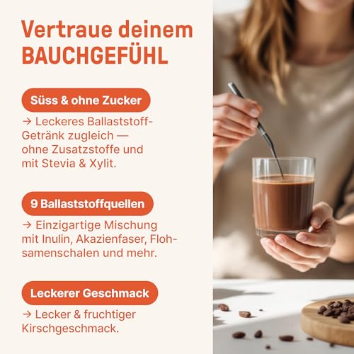 BRAINEFFECT DAILY FIBER - Ballaststoffgetränk mit 9 Ballaststoffquellen für Verdauung und Appetit - Inavea™ Mix mit Flohsamenschalen, Vitaminen & Mehr - Zuckerfrei - 330g (30 Portionen)