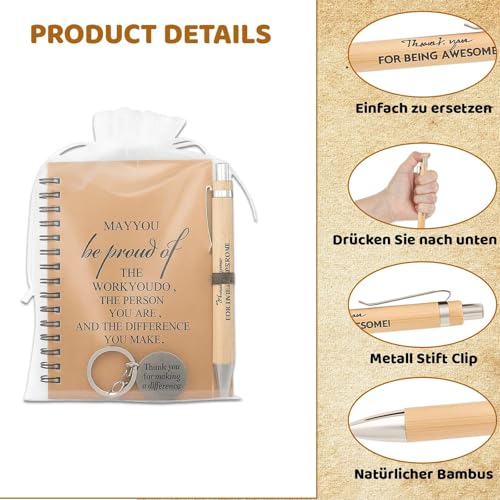 GakQll Abschiedsgeschenk kollegen, Kollegen Geschenk, Inspirierende Mini Notizblock Kleines Dankeschön Geschenk, Kraftpapier Einband für Familie Schule Büro Notizen Dankeschön Geschenke