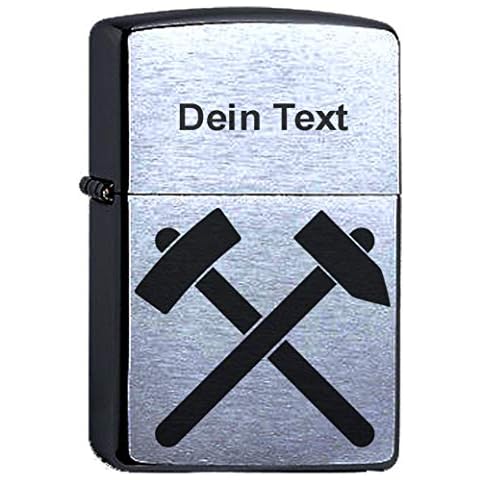 elbedruck Bergbau Zunftsymbol Lasergravur Compatible with Zippo, mit Gravur, Personalisieren Dein Name Zunft, personalisiert, Zunftsymbol Zunftwappen Kohle Bergwerk Kumpel Cover