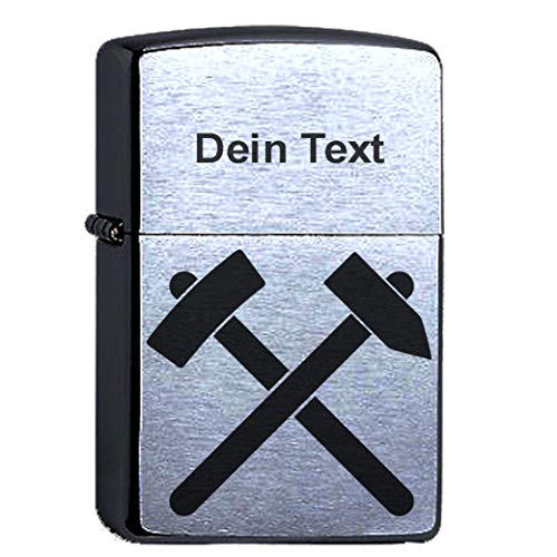 Zippo Benzinfeuerzeug Bergbau Zunftsymbol Gravur Personalisieren Dein Name Zunft personalisiert Zunftzeichen Zunftwappen Kohle Bergwerk Kumpel Sturmfeuerzeug