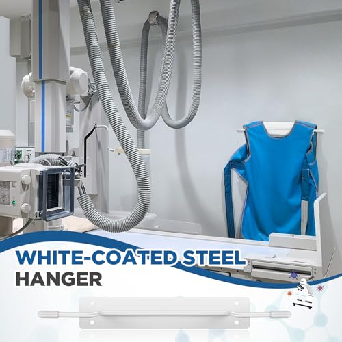 Image of Zonon 2 Pcs X-Ray Apron Hanger 15 x 2 Inch White Coated Apron Rack for X-Ray Radiation, Stainless Steel, Wall Mount