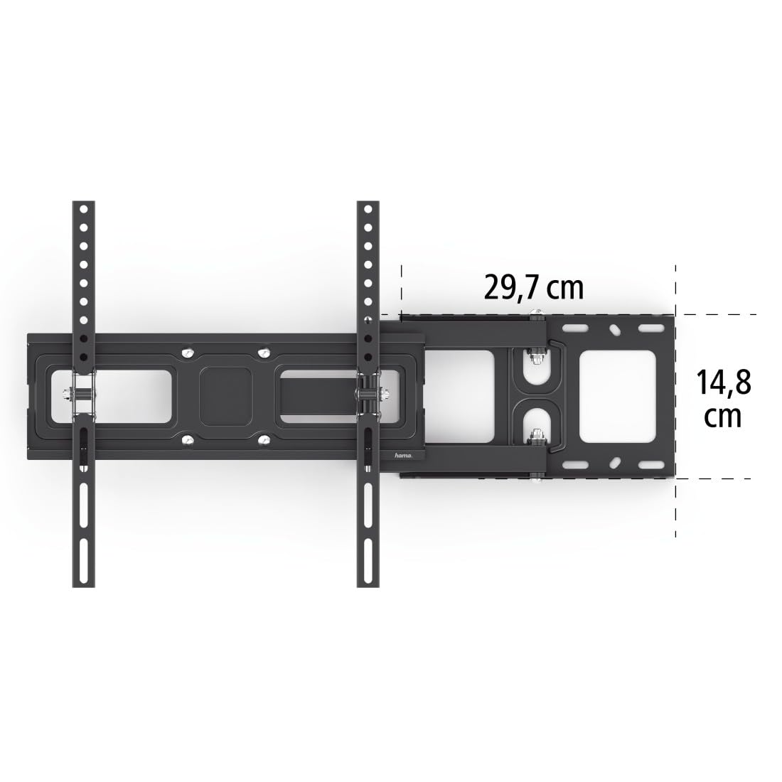 Hama TV Wandhalterung schwenkbar, neigbar, ausziehbar, 32-65 Zoll, bis 25kg | TV Wandhalterung schwarz, VESA 100x100 bis VESA 400x400, mit fischer-Dübeln
