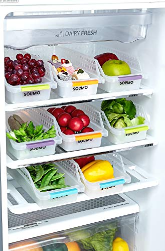 Image of Amazon Brand - Solimo Plastic Storage container Set with sliding mouth (Set of 3, 1100 ml) & Plastic Fridge Storage Organizer Racks, Set of 8,Silver