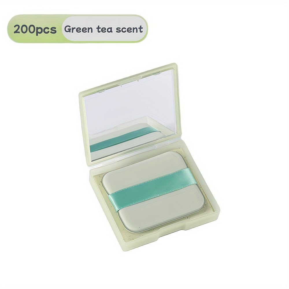 LERFOT® 100Pcs Korean Face Blotting Paper for Oily Skin, Natural Linen Bloating Papers for Oily Face, Oil Absorbing Sheets for Face, with Built-in Mirror & Powder Puff Pad for Men and Women 4