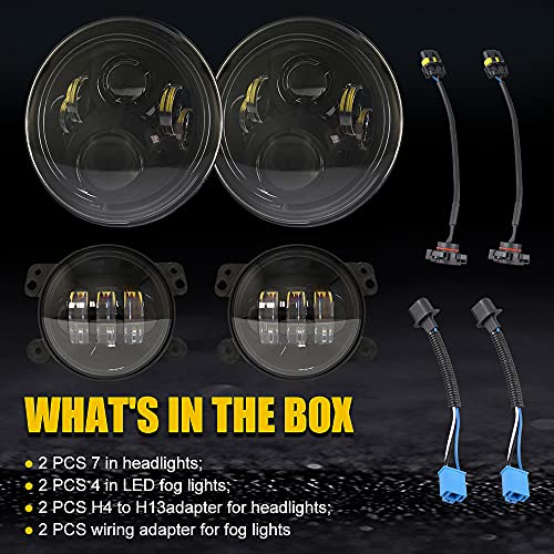 7" LED Led Light Halo + 4" LED Fog Light para Jeep Wrangler miniatura 7