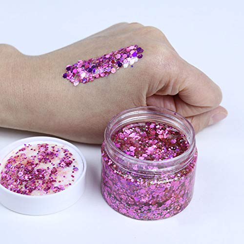 Dawils Face Glitter Peel Off Chunky Glitter Gel Face Makeup Holographic Chunky Glitter Body Peel Off Formula Cosmetic Glitter Glue Pink #TOP1