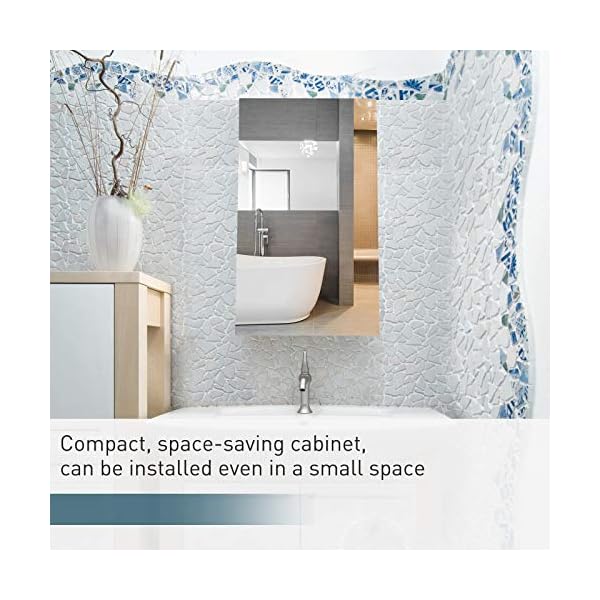 HOMCOM Stainless Steel Wall-mounted Bathroom Mirror Storage Cabinet 300mm (W) - Image 9