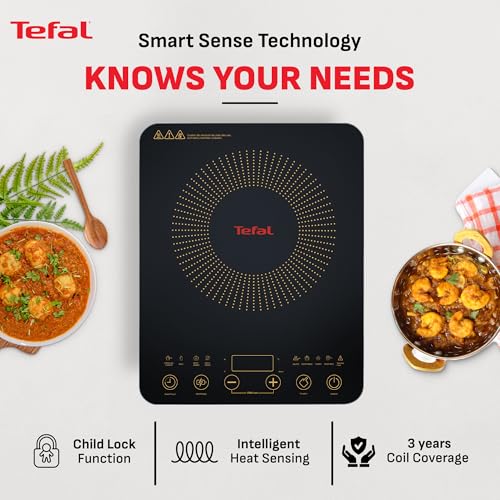 Image of Tefal EXPRESS IH Induction Cooktop | 2200W Fast Heating Power | Auto Pan Detection with 4KV Surge Protection | Sleek Polished Ceramic Glass