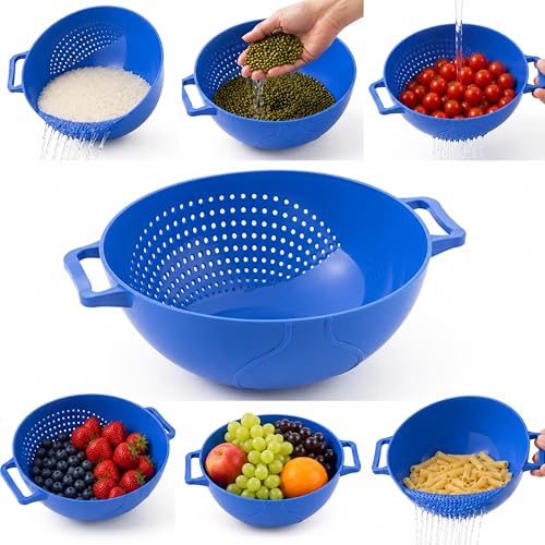 Image of Rice Washer Bowl for Kitchen | 2 in 1 Drain Basket & Colander | Vegetable Fruit Washing Bowl | Rice Cleaning Strainer Basket | Pasta Dal Washing Bowl | Food Grade Plastic