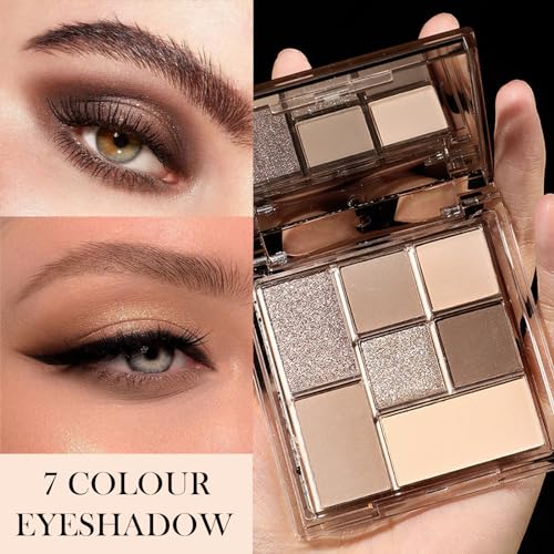 Nude Eyeshadow Palette, Brown Grey Nude Eye Shadows Palette For Women, Long Lasting Shimmer Matte Eyeshadow Make-Up Palettes Waterproof Highly Pigmented Blendable Nude Brown Eyeshadow Palette - Image 4