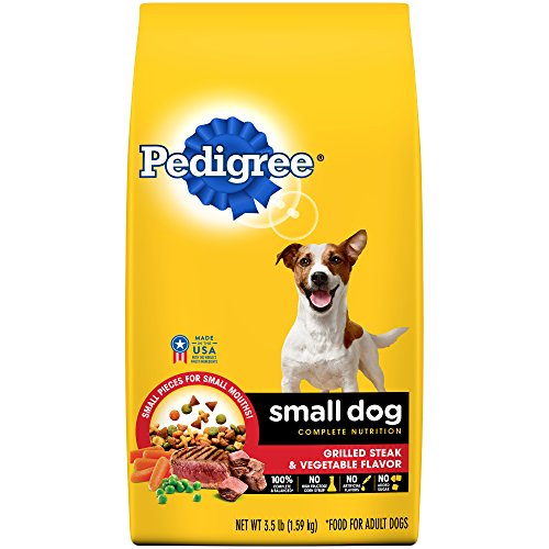 Pedigree Small Dog Complete Nutrition Adult Dry Dog Food Grilled Steak And Vegetable Flavor, (4) 3.5 Lb. Bags