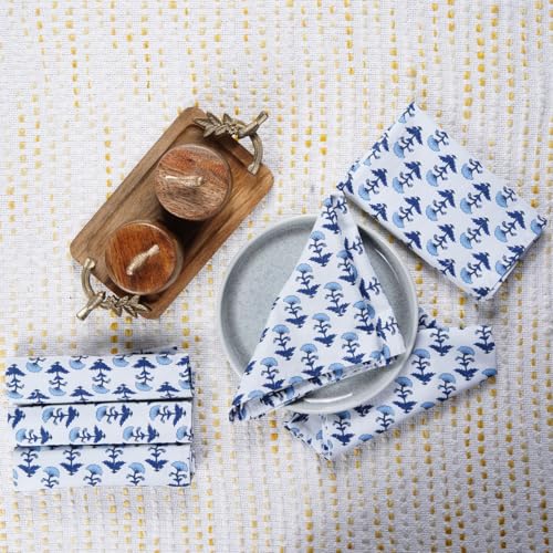 Servilletas de tela cuadradas azules, pack de 4 miniatura 3