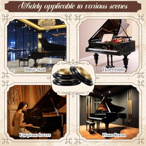 Image of 3 Pcs Piano Caster Cups, Double Layer, Metal Rubber | Metal Rubber Caster Cups, for Hardwood Floors, Grand Piano Floor Protectors, Heavy Duty Non-slip Felt Bottom Leg Pads