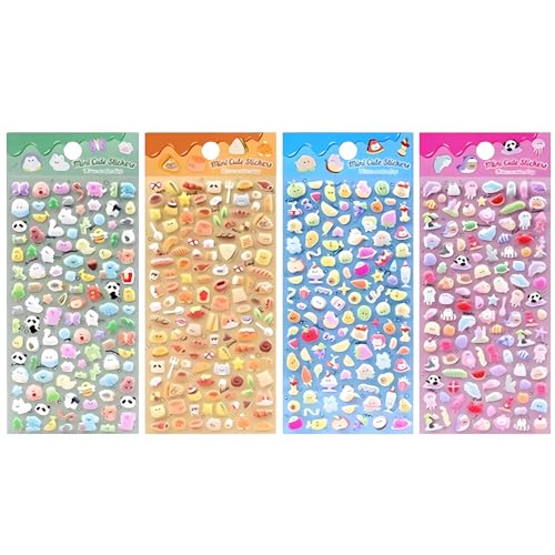 4���Z�b�g 3D ���̃f�R�V�[ �ڂ�ڂ� �G�� �X�e�b�J�[ �q���̎���f�R���[�V���� ���J���p �X�}�z�P�[�X����p �|�b�v�V�[�� �蒠�p�X�e�b�J�[ ��|�p�i ���蕨