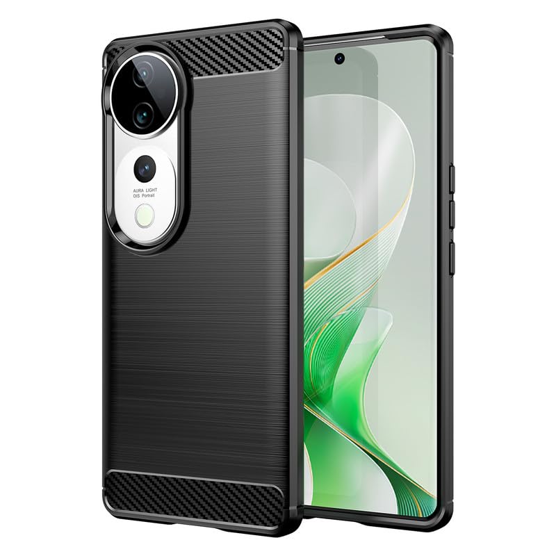 Image of Hybrid Carbon Fiber Back Case for Vivo V40, V40 Pro, T3 Ultra 5G (Black)