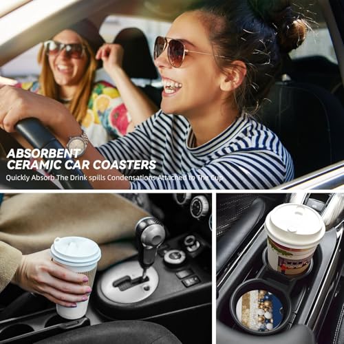 2 posavasos cerámicos para portavasos de carro miniatura 7