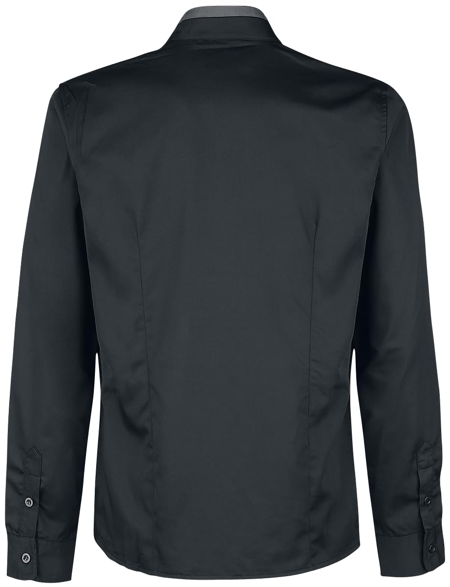Banned Alternative Double Collar Shirt Männer Langarmhemd schwarz