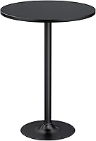 Furmax 40.6 Inch Round Bar Height Pub Table - Sturdy Metal Base, Waterproof MDF Top for Home Bar, Parties, Weddings (Dark Black)