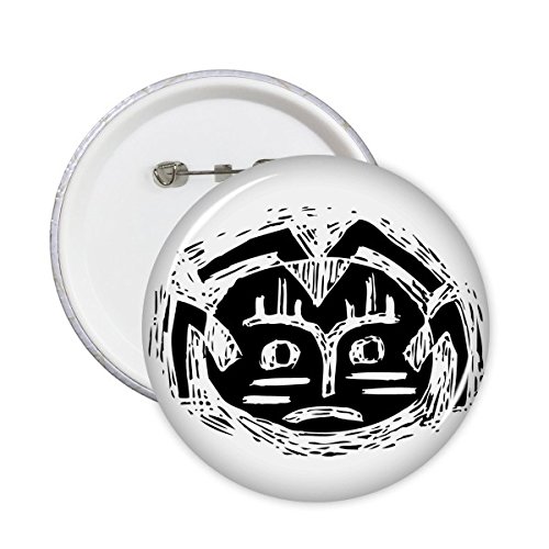 Badge bouton totem indien noir XL lot de 5 épingles robustes