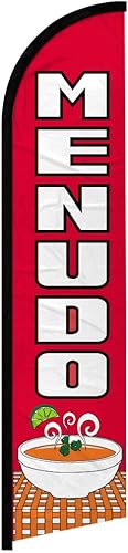 Menudo - Bandera publicitaria sin viento, perfecta para restaurantes, camiones de comida, patios de comida, tiendas, eventos