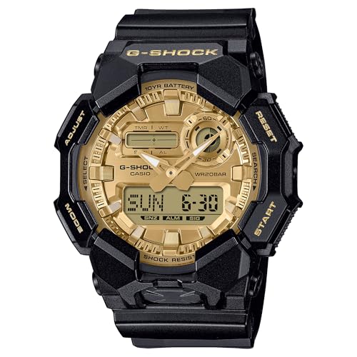 G-Shock Mens Casio Analog-Digital Black and Gold Resin Watch 55.1mm - GA010GGB-1A9