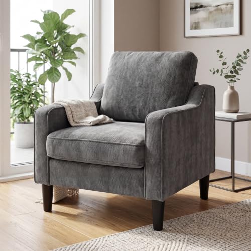 Image of STHOUYN Dark Grey Accent Chairs, Comfy Arm Chairs for Living Room, Office