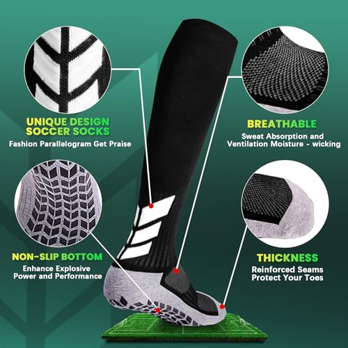 MENDENG Knee High Non-Slip Soccer Socks for Men & Women - Football, Basketball, Hockey Sports Grip Socks2